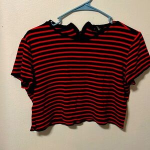 Red and Navy Blue striped crop top!